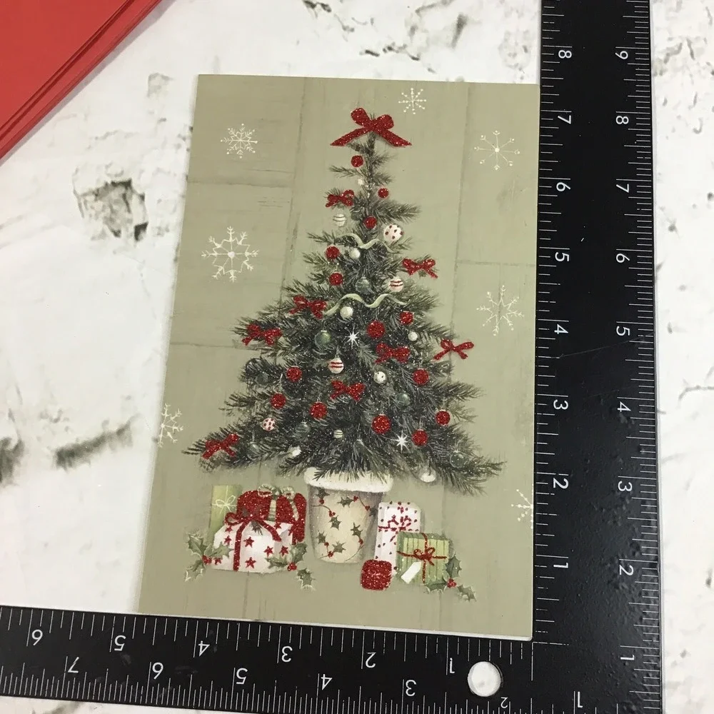 American Greetings Christmas Cards Lot Of 12 In 3 Glittery Styles W/Envelopes